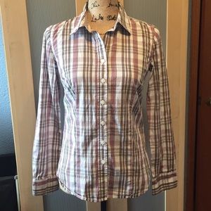 Pink & brown button down shirt